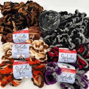 Premier Starbella Artic Yarn Large Lot Super Bulky Faux Fur Scarf Hand Crochet